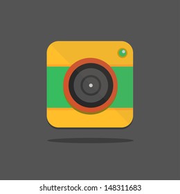 Camera flat icon for user interface 