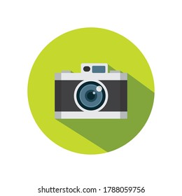 Camera Flat Icon Vector Illustration with Long Shadow