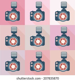 Camera flat icons design,clean vector