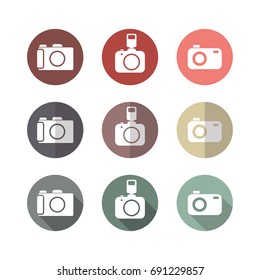 Camera flat icons, isolate on white background. Vector illustration.