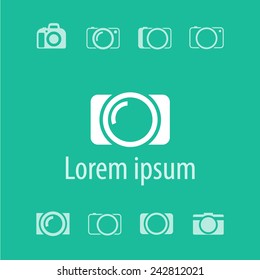 camera flat icons on green background vector illustration, eps10, easy to edit