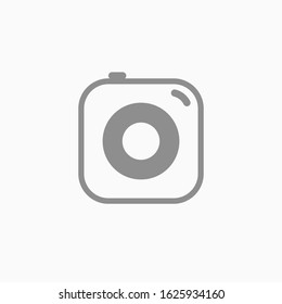 Camera Flat Minimal Thin Line Style Icon. Isolated Camera Icon On White Background. Social Media Gray Color Thin Line Camera Icon. Vector Illustration