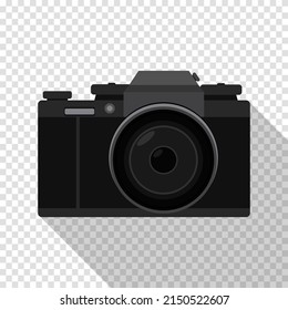 Camera Flat style. Camera isolated with flat style and long shadow. Vector illustration