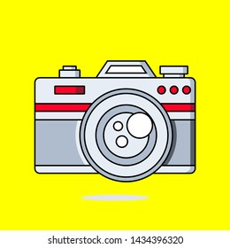 camera flat style With yellow background