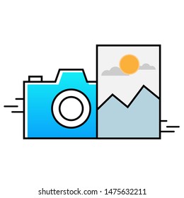 Camera flat vector Photo Flat vector
Blue color image.