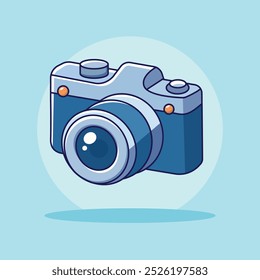 Camera Floating Cartoon Vector Icon Illustration. Technology Holiday Icon Concept Isolated Premium Vector. Flat Cartoon Style