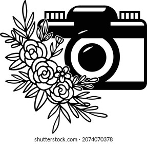 Camera With Flower. Camera Silhouette