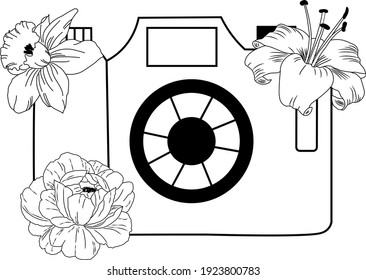 Camera with flowers, floral camera