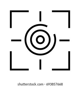 Camera focus black & white outline icon