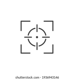 Camera focus frame line icon. Simple outline style. Cross, digital lens, photo, center, goal, target concept symbol design. Vector illustration isolated on white background. EPS 10.