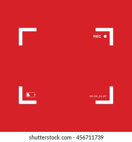 Camera focus frame. Camera viewfinder vector icon. Red background