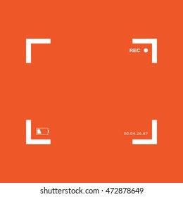Camera focus frame. Camera viewfinder vector icon. Orange background