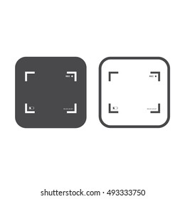 Camera focus frame. Camera viewfinder vector icon. Gray and white