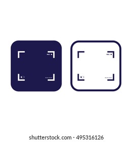 Camera focus frame. Camera viewfinder vector icon. Blue and white