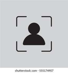 camera focus with human sign icon