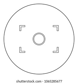 Camera focus icon black color in circle