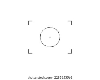 Camera focus lens logo template. Vector icon isolated on white background. Photo camera viewfinder screen in abstract style.