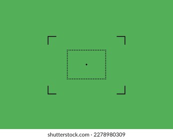 Camera focus lens vector icon isolated on green background. Night Photo camera viewfinder.