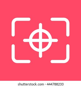Camera Focus white icon on magenta color background. Eps-10.