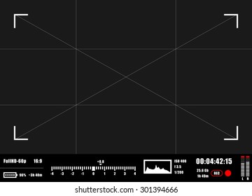 Camera focusing screen. Viewfinder digital video camera.