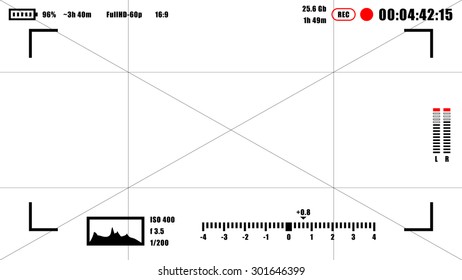 Camera focusing screen. Viewfinder digital video camera.