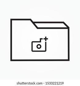 camera folder outline single icon