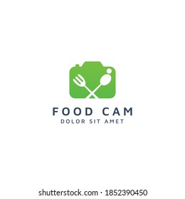 camera food negative space logo design