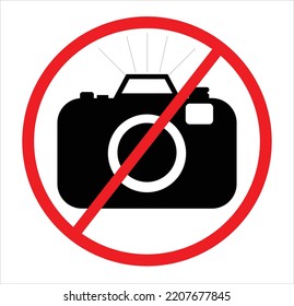 Camera forbidden symbol on white background . Vector illustration. No photo sign icon, default image icon.