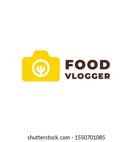 Camera with fork illustration for logo template design.