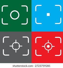 Visualización del visor del marco de la cámara que muestra el rec, hd, 4k, 8k, batería, temporizador y enfoque con los soportes de las esquinas, Vector de la Plantilla de la pantalla de la grabación de la cámara