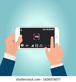 Camera frame viewfinder on smartphone vector screen of video recorder digital display with photo camera frames with transparent background
