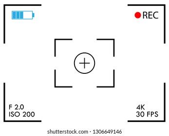 Camera frame viewfinder screen on white background. Vector illustration.