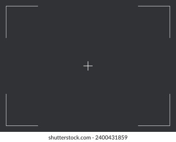 Camera frame viewfinder screen of photo, video recorder digital display with camera frames. Vector cross target illustration on black background.