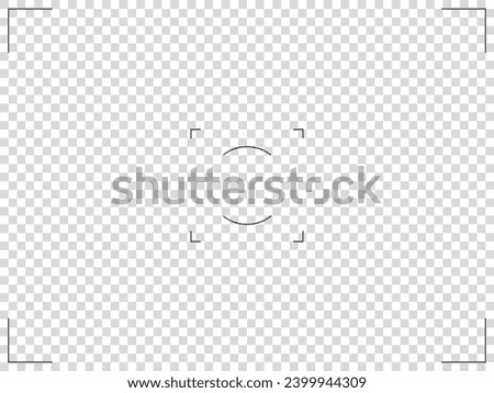 Camera frame viewfinder screen of photo, video recorder digital display with camera frames. Vector round target illustration on transparent background.