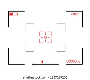 Camera frame viewfinder screen vector video recorder digital display with photo camera frame on white background.  Vector illustration