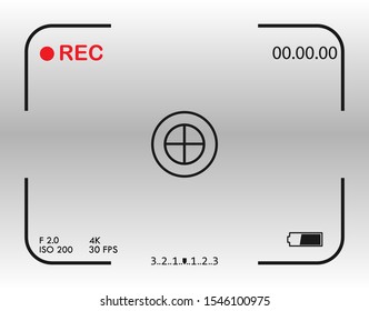 Camera frame viewfinder screen. Vector illustration. flat