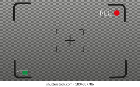 Camera frame viewfinder screen of video recorder digital display on transparent background.Camera viewfinder.Record story, movie, cinema.10eps