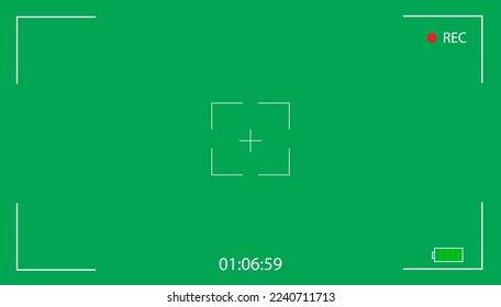 Camera frame viewfinder screen of video recorder digital display interface. Camera viewfinder. Recording. Vector Illustration.