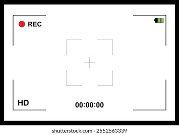 Camera frame viewfinder screen of video recorder digital display. Recording view template. Cinema rec viewing flat style. Illustration vector saved in EPS 10 and fully editable.