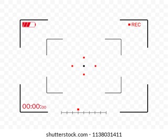 Camera frame viewfinder vector screen of video recorder digital display with photo camera frames with transparent background. Vector illustration