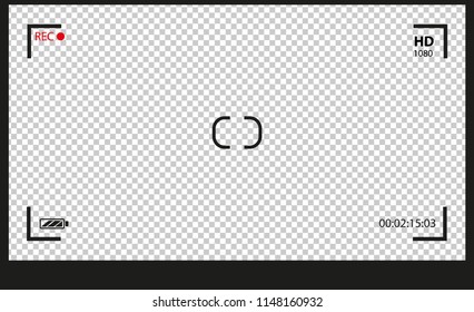 Camera frame viewfinder vector screen of video recorder digital display with transparent background 