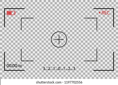 Camera frame viewfinder vector screen of video recorder digital display with photo camera frames with transparent background