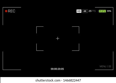 Camera frame viewfinder vector screen of video recorder