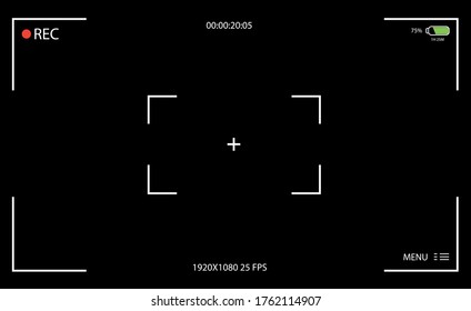Camera frame viewfinder vector screen of video recorder digital display with photo camera frames with transparent background.