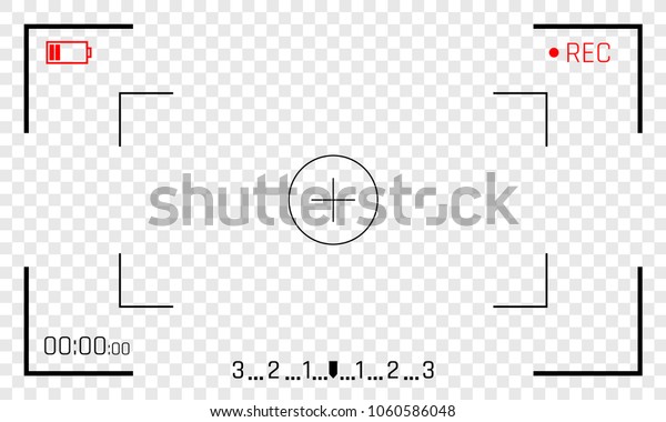 Camera frame viewfinder vector screen of video\
recorder digital display with photo camera frames with transparent\
background