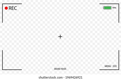 Camera frame viewfinder. Video recording screen. Photo camera viewfinders. Modern focusing screen. Vector illustration. 