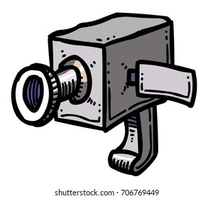 Camera freehand picture. Artistic drawing.