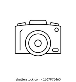 Camera front device icon. Simple line, outline vector elements of shooting equipment for ui and ux, website or mobile application