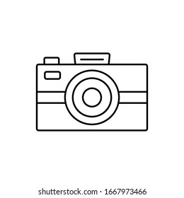 Camera front device icon. Simple line, outline vector elements of shooting equipment for ui and ux, website or mobile application