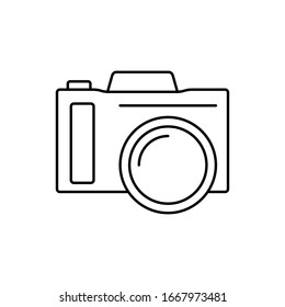 Camera front device icon. Simple line, outline vector elements of shooting equipment for ui and ux, website or mobile application